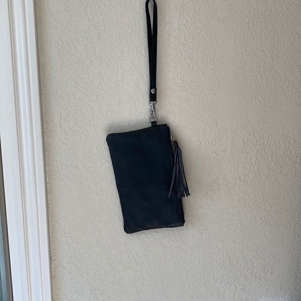 Hadaki Black Leather Wristlet